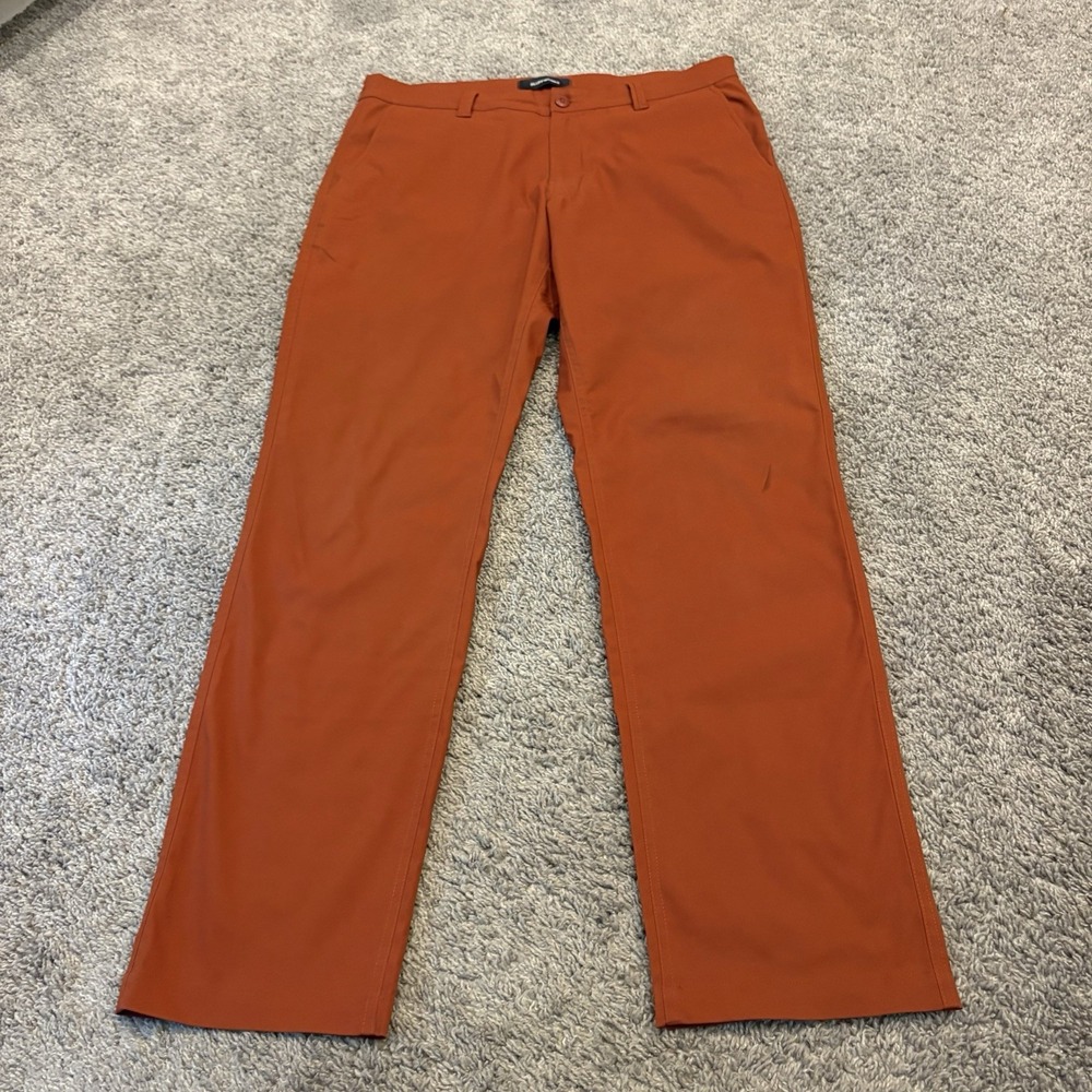 Bluffworks Ascender Chino Pants Mens 36x34 Orange Travel City Hiking Stretch
